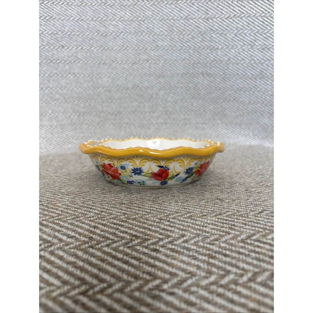 New Pioneer Woman Mini Pie Pan Stoneware Spring Bouquet 5.5